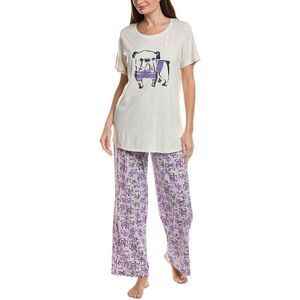 Hue Womens  2Pc Embellished Pajama Set